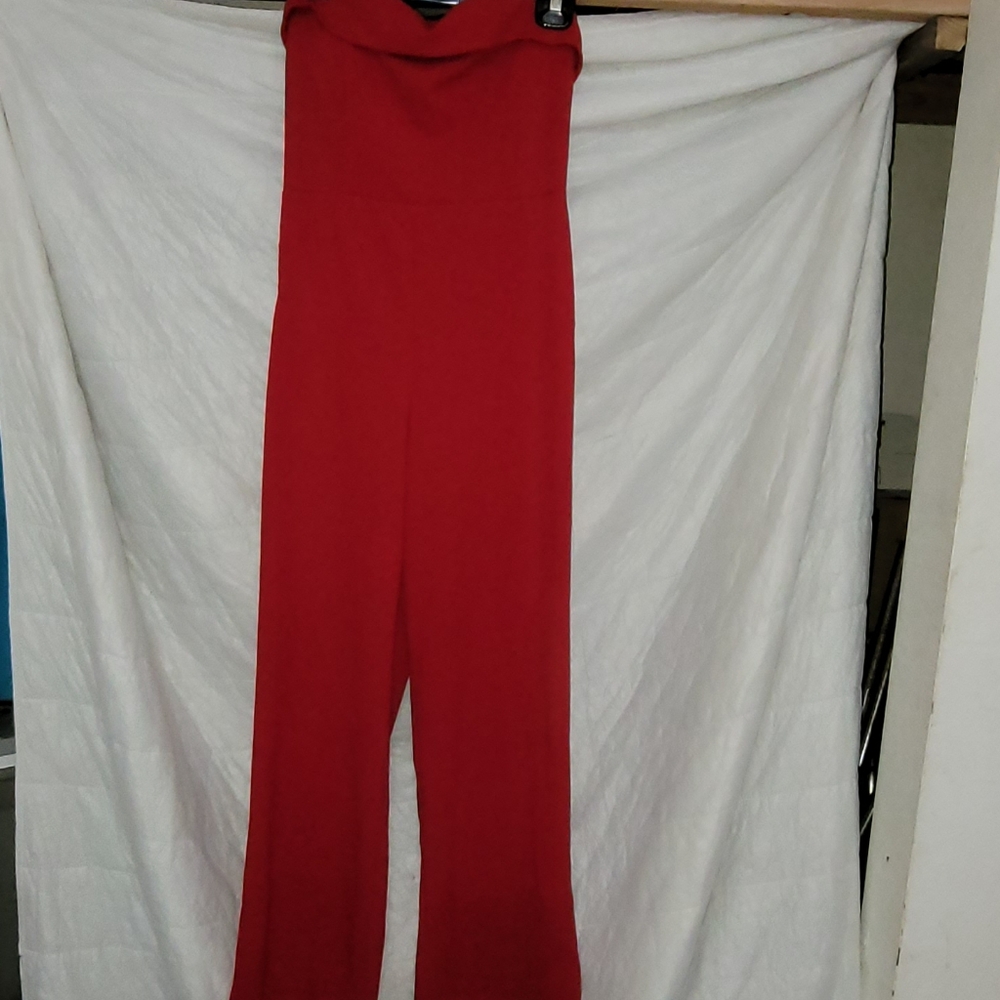 Red Strapless jumpsuit